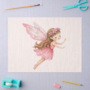 Cute Fairy Girl in a Pink Dress Whimsical Tissue Paper