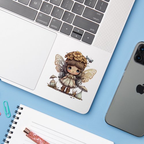 Cute Fairy Girl with Mushroom and Butterflies Sticker