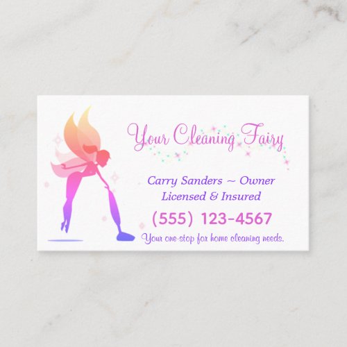 Cute Fairy House Cleaning Service Business Card
