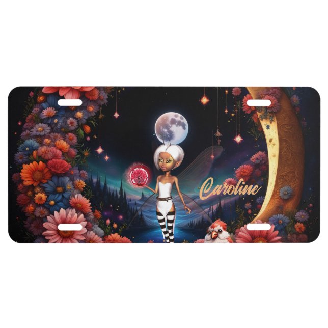 Cute fairy in the moon light.  license plate (Front)