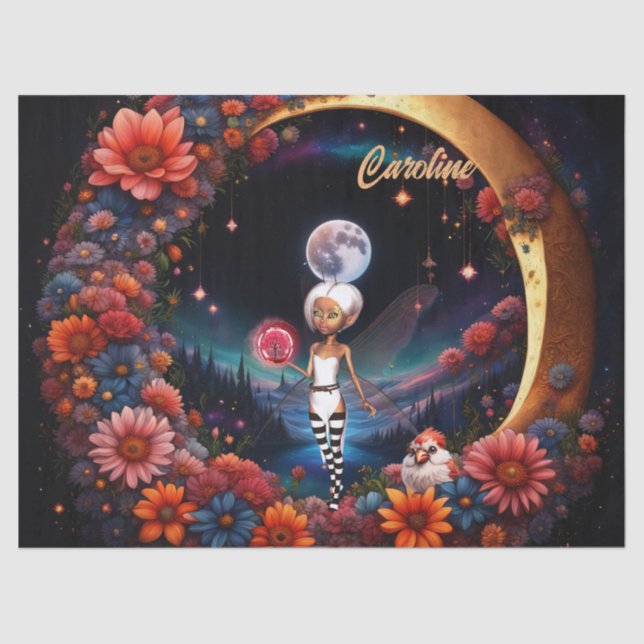 Cute fairy in the moon light.  tissue paper (Front)