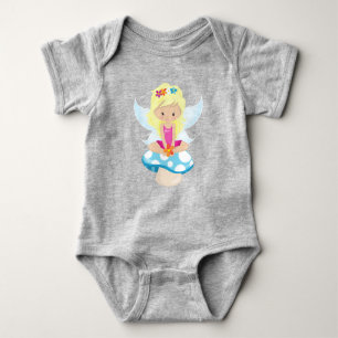 Cute Fairy, Magic Fairy, Blonde Hair, Mushroom Baby Bodysuit