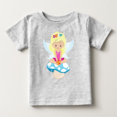 Cute Fairy Magic Fairy Blonde Hair Mushroom Baby T_Shirt