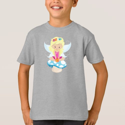 Cute Fairy Magic Fairy Blonde Hair Mushroom T_Shirt