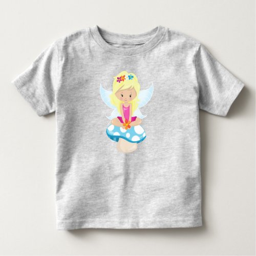 Cute Fairy Magic Fairy Blonde Hair Mushroom Toddler T_shirt