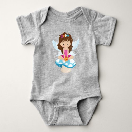 Cute Fairy Magic Fairy Brown Hair Mushroom Baby Bodysuit