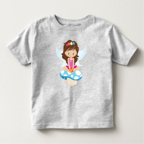 Cute Fairy Magic Fairy Brown Hair Mushroom Toddler T_shirt