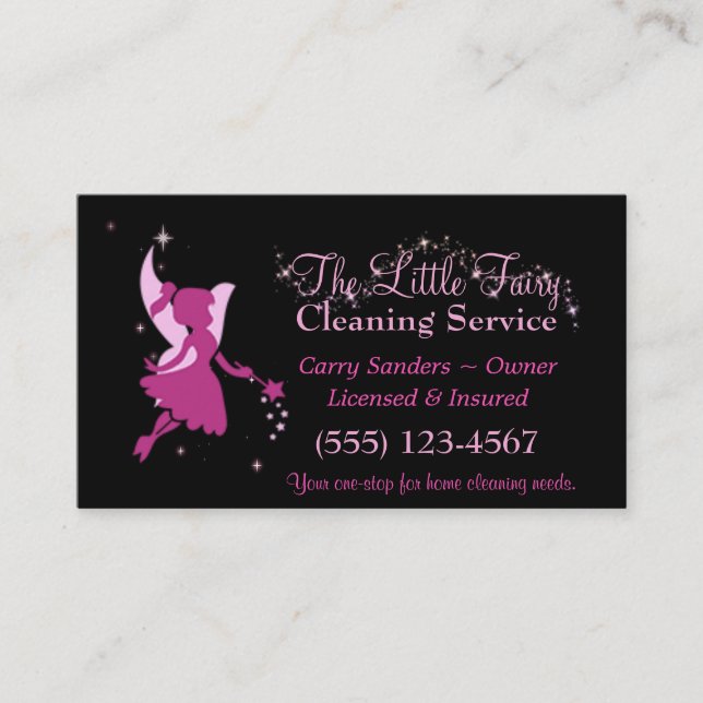 Cute Fairy Maid House Cleaning Service Business Card (Front)