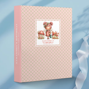 Cute Fairy Memory Album Pink Floral Birthday  3 Ring Binder