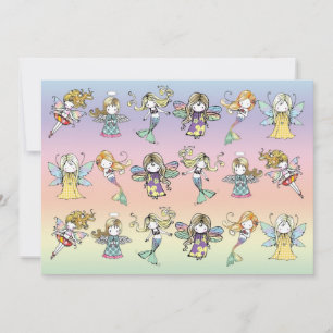 Cute Fairy Mermaid Angel Party Ivitations Invitation