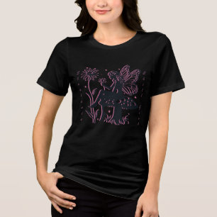 Cute Fairy Mushroom and Flower Chill Girl Tri-Blend Shirt