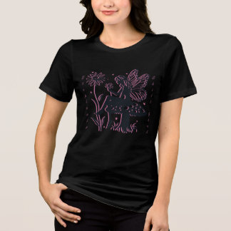 Cute Fairy Mushroom and Flower Chill Girl Tri-Blend Shirt