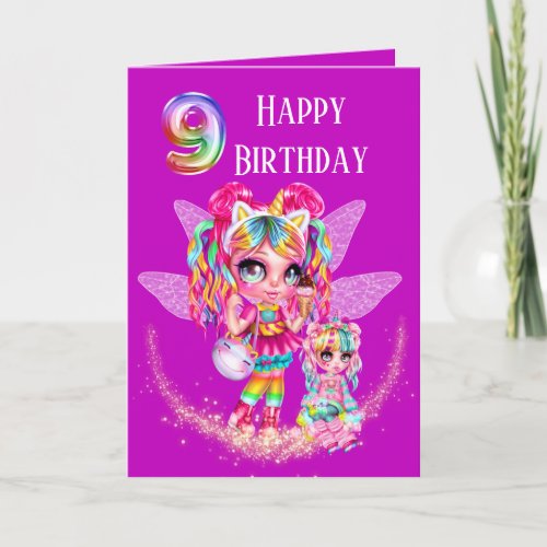Cute fairy ninth birthday rainbow anime magic card