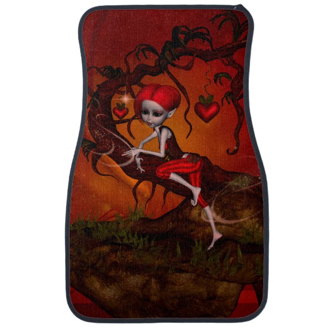 Cute fairy on a fantasy tree with hearts car floor mat (Front)
