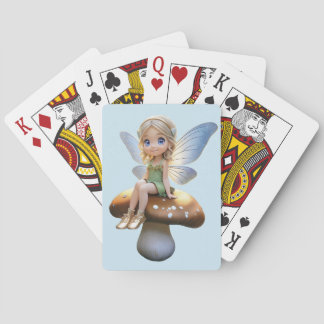 Cute Fairy on a Mushroom Playing Cards
