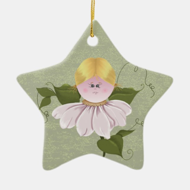 Cute Fairy or Pixie Ceramic Ornament (Front)