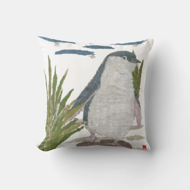 Cute Fairy Penguin Navy Pillow (Front)