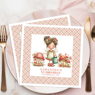 Cute Fairy Pink Floral Birthday Party Garden Napki Paper Dinner Napkins
