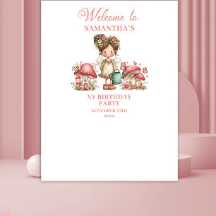 Cute Fairy Pink Floral Girl Birthday Backdrop