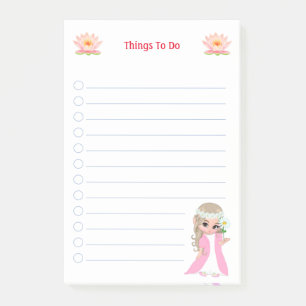 Cute Fairy & Pink Lotus Flowers Things To Do Notes