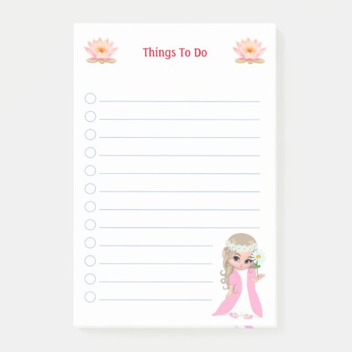 Cute Fairy  Pink Lotus Flowers Things To Do Notes
