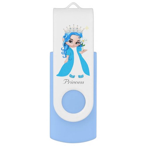 Cute fairy princess dressed in light blue  white flash drive