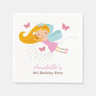 Cute Fairy Princess Girls Birthday Napkins