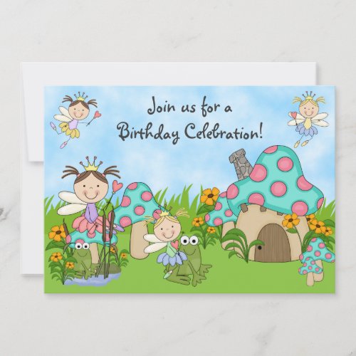 Fairy Princesses and Frogs Birthday Invitation