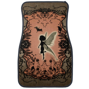 Cute fairy silhouette with glowing shine, car mat