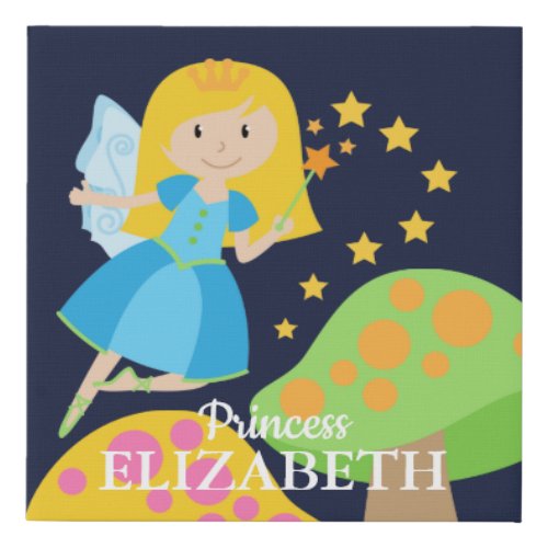 Cute Fairy Tale Magic Princess Fairy  Faux Canvas Print