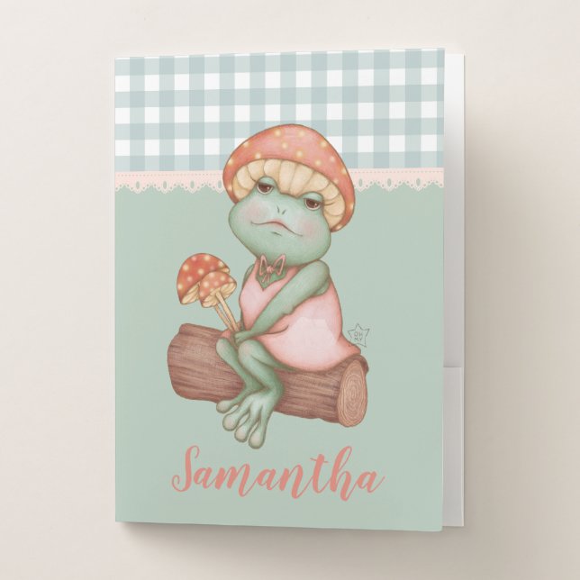 Cute Fairy Tale Mushroom Frog Princess Pocket Folder (Front)