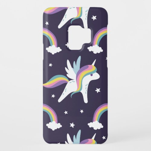 Cute Fairy Unicorn  rainbows blue background Case_Mate Samsung Galaxy S9 Case