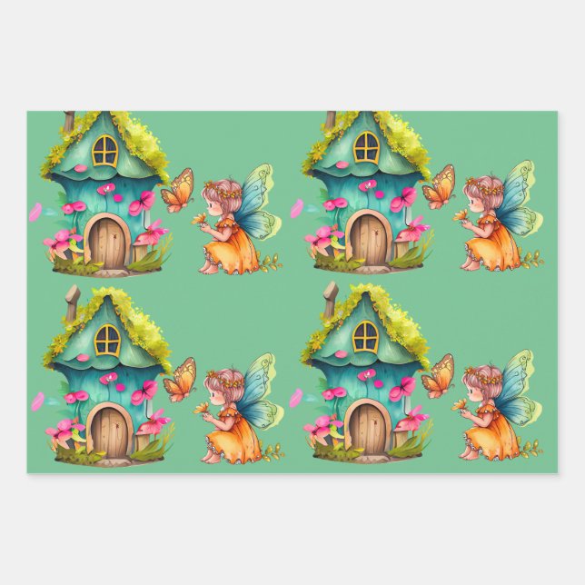 Cute Fairy Variety Wrapping Paper (Front)