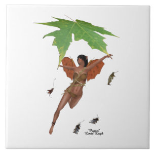 Cute Fairy With Brown Wings Ceramic Tile