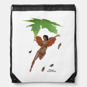 Cute Fairy With Brown Wings Drawstring Backpack