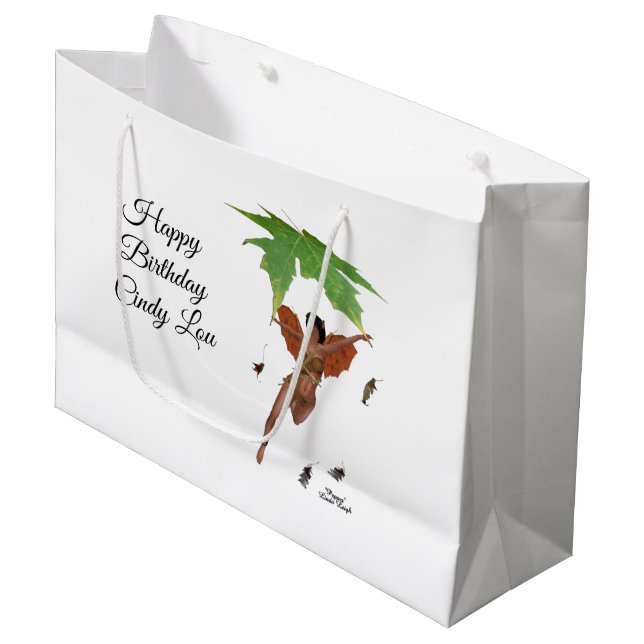Cute Fairy With Brown Wings Gift Bag (Front Angled)