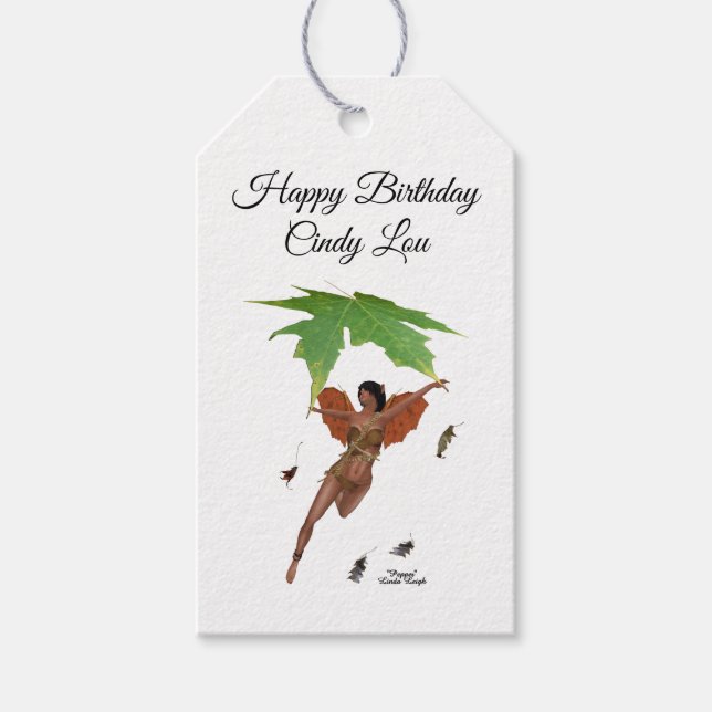Cute Fairy With Brown Wings Gift Tag (Front)