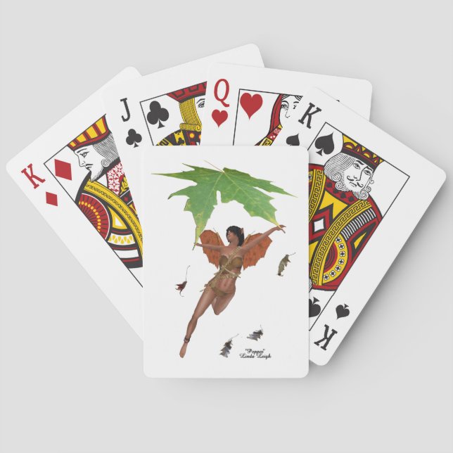 Cute Fairy With Brown Wings Playing Cards (Back)