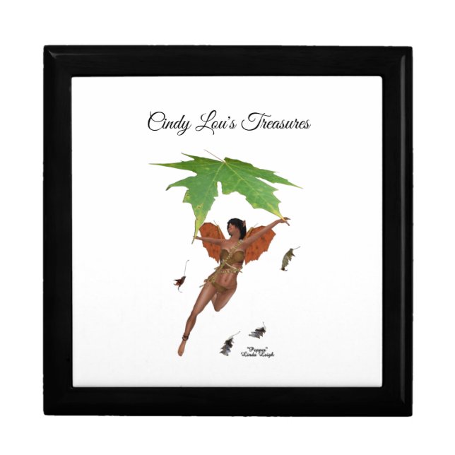 Cute Fairy With Brown Wings Wood Keepsake Box (Front)