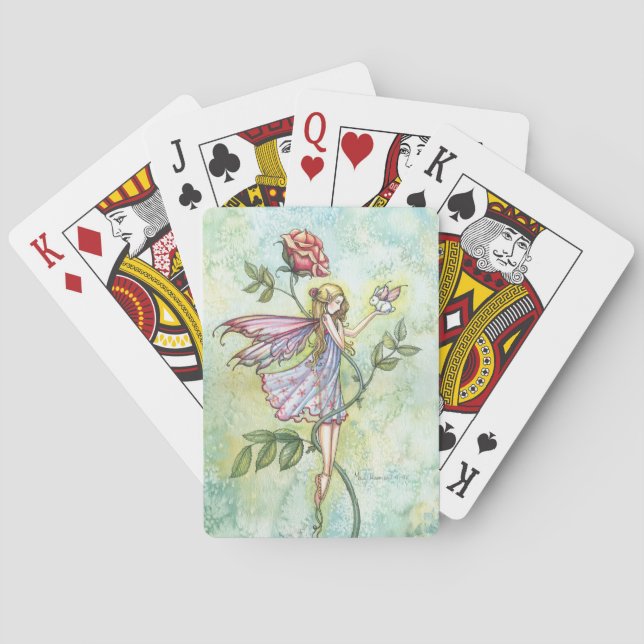Cute Fairy with Bunny and Rose Poker Cards (Back)