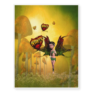 Cute fairy with butterfly temporary tattoos