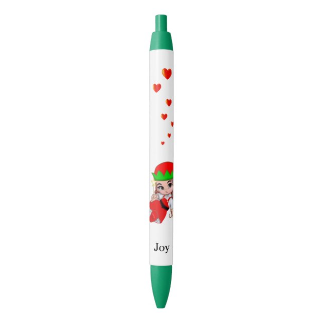 Cute fairy with love hearts on white background pen (Front Vertical)