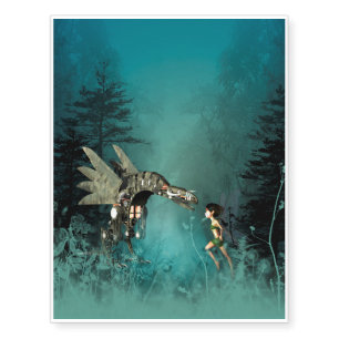 Cute fairy with steam dragon temporary tattoos