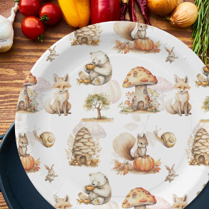 Cute Fairy Woodland Animal Pattern Paper Plates