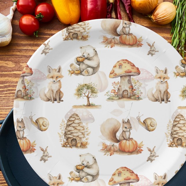 Cute Fairy Woodland Animal Pattern Paper Plates (Creator Uploaded)