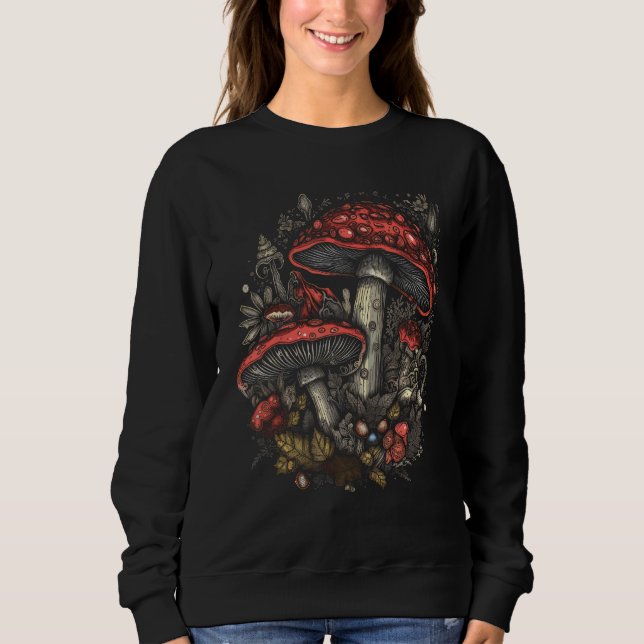 Cute Fairycore Floral Mushroom Aesthetic Girls Wom Sweatshirt (Front)