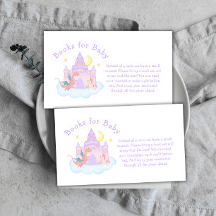 Cute Fairytale Dragon Unicorn Books Baby Shower Enclosure Card