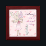 Cute Fairytale Fairy and Bunny Girl's Gift Box<br><div class="desc">Personalised keepsake box with cute fairy tale art of a fairy and bunny keeping your secrets.</div>