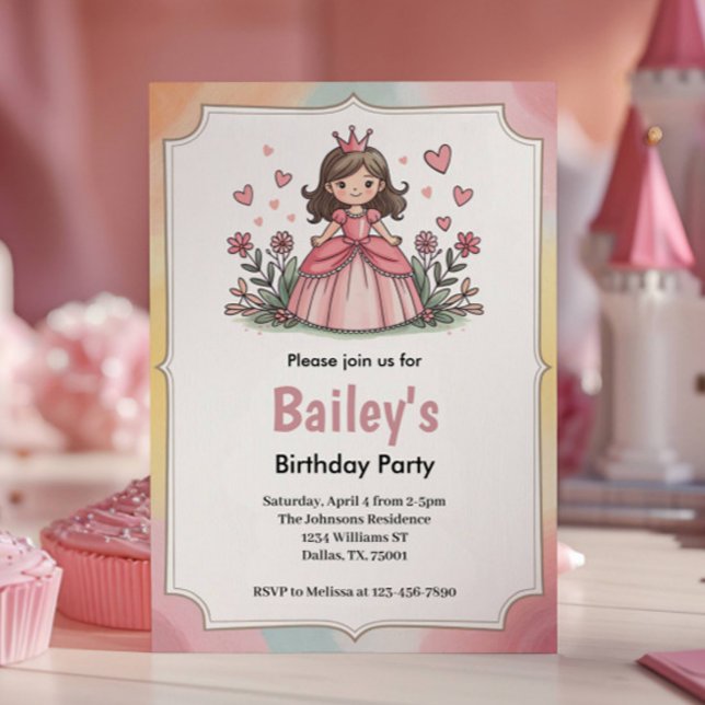 Cute Fairytale Princess Girl Birthday Invitation (Creator Uploaded)