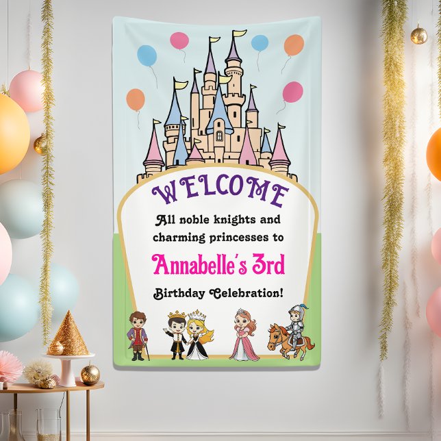 Cute Fairytale Princess & Prince Birthday Welcome Banner (Creator Uploaded)